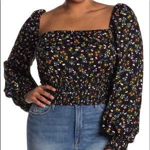 NEW Floral Long Sleeve Crop Blouse NWT